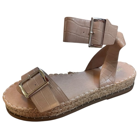 PrettyLittleThing Nude PU Croc Buckle Detail Espadrille Sandals, EU 39 US 8 - Picture 2 of 8